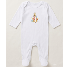 KW109: Baby DTF Printed All In one Sleepsuit- Pink Bunny Rabbit (3-12 months)
